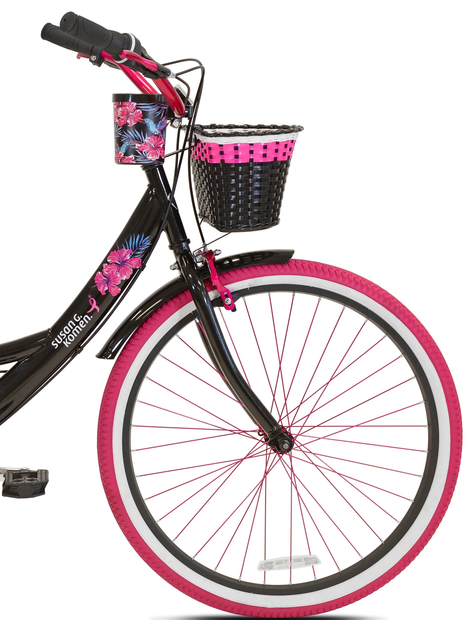 26" Susan G. Komen Cruiser Bike, Adult, Ages 12+, Black and Pink