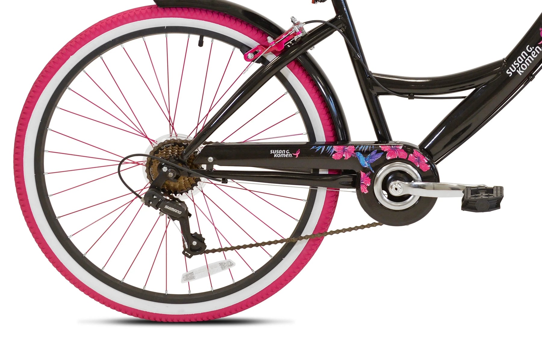 26" Susan G. Komen Cruiser Bike, Adult, Ages 12+, Black and Pink