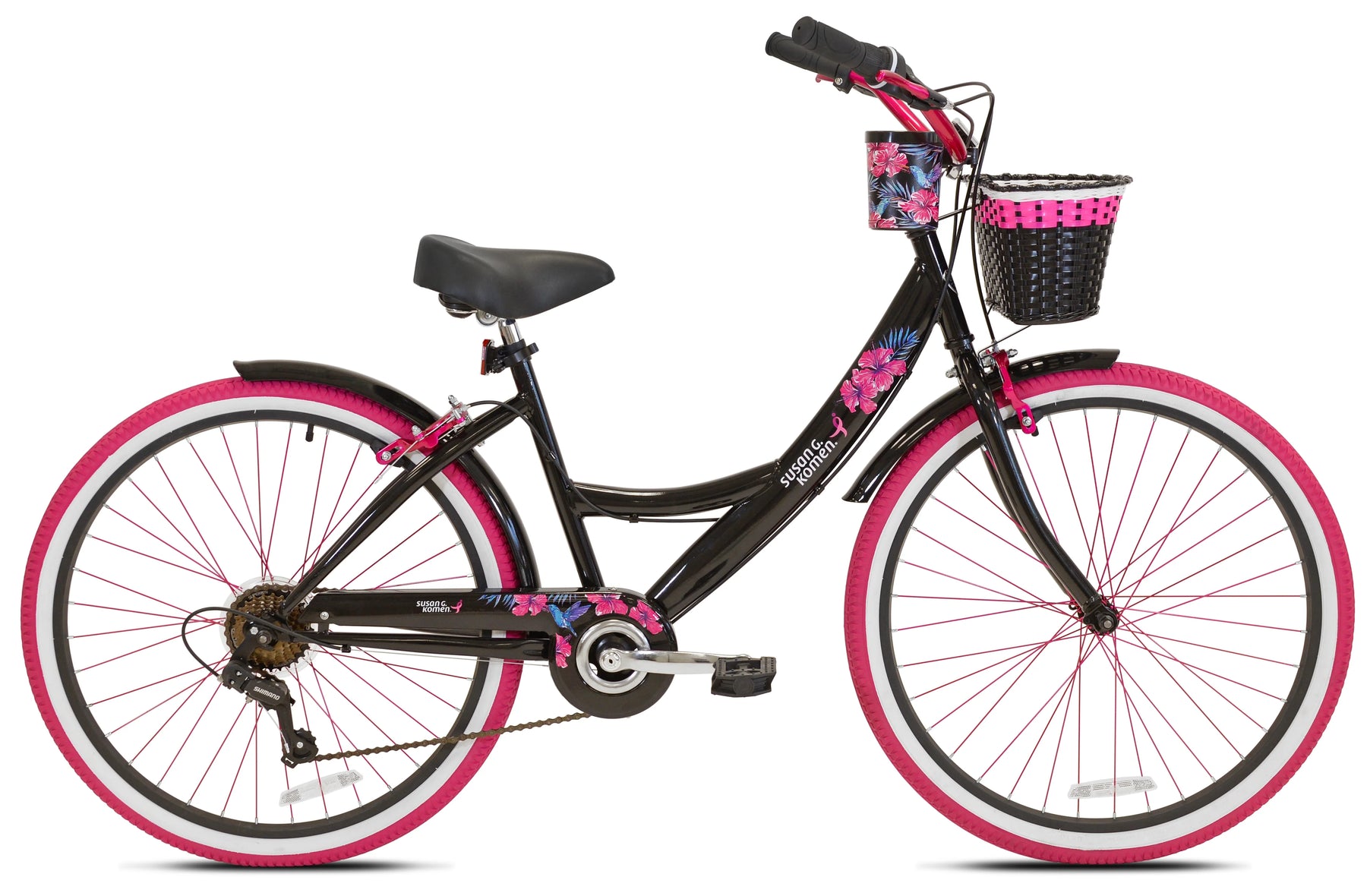26" Susan G. Komen Cruiser Bike, Adult, Ages 12+, Black and Pink
