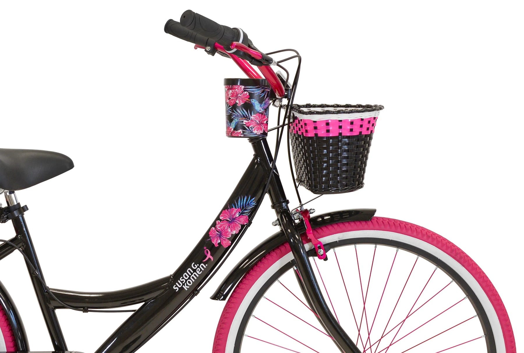 26" Susan G. Komen Cruiser Bike, Adult, Ages 12+, Black and Pink